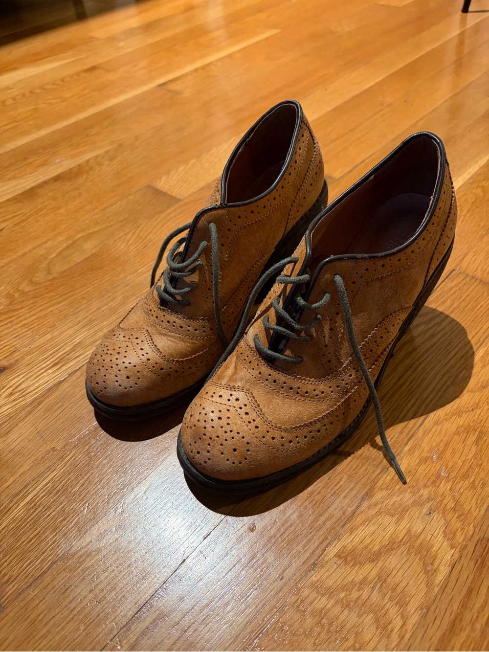 Women’s Brown Suede Brogue Ankle Booties